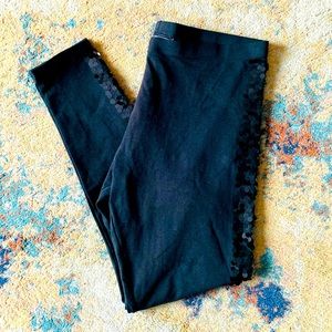 Victoria Secret’s, Black, Tuxedo Style Leggings with Paillettes Stripe, size L